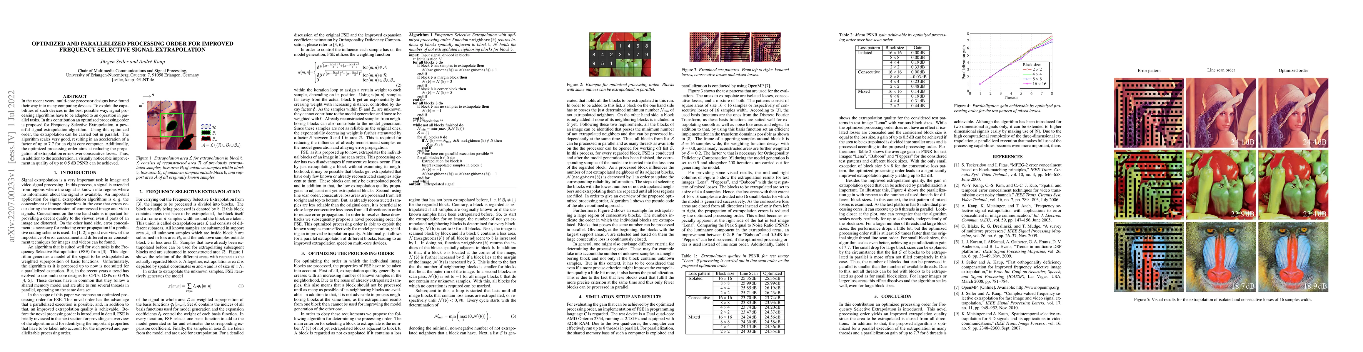 Thumbnail for Optimized and Parallelized Processing Order for Improved Frequency
  Selective Signal Extrapolation