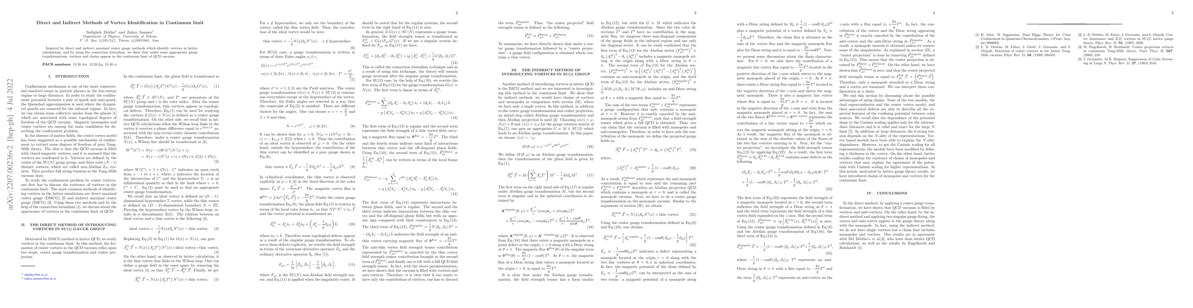 Thumbnail for Direct and Indirect Methods of Vortex Identification in Continuum limit