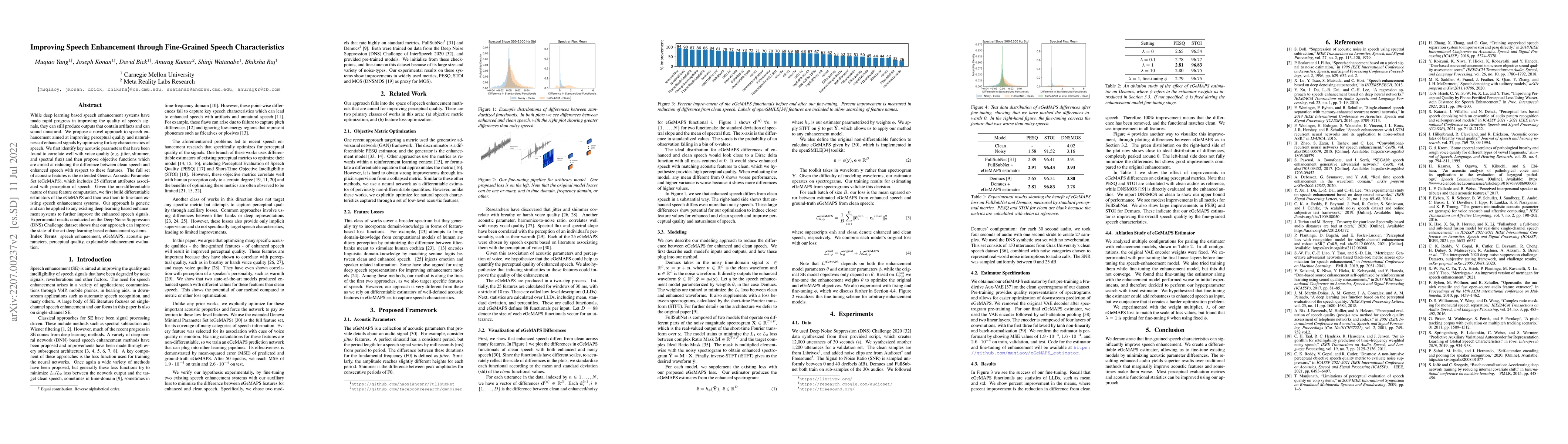 Thumbnail for Improving Speech Enhancement through Fine-Grained Speech Characteristics