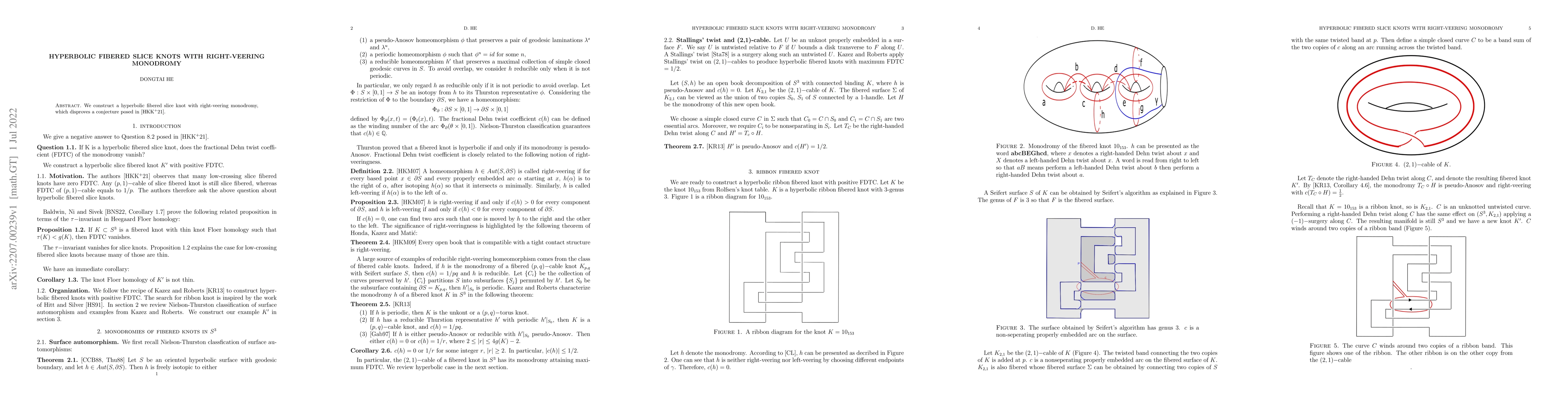 Thumbnail for hyperbolic fibered slice knots with right-veering monodromy