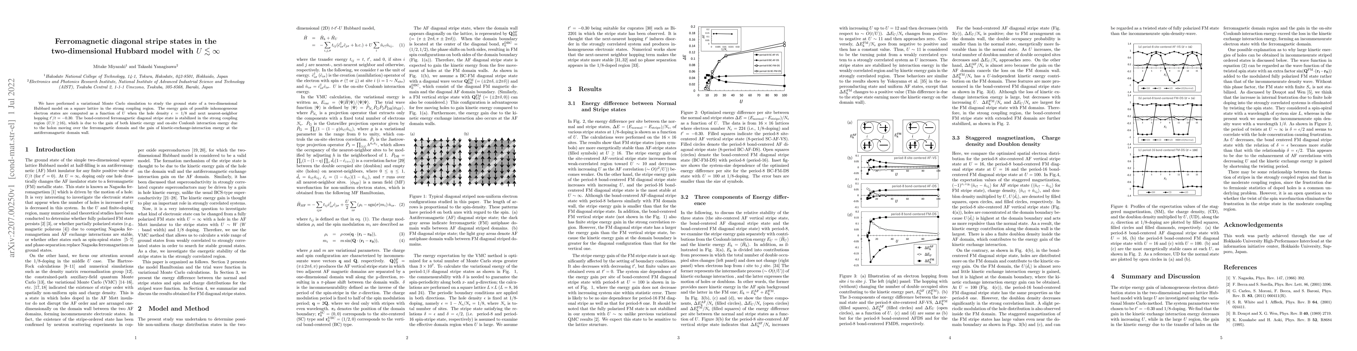 Thumbnail for Ferromagnetic diagonal stripe states in the two-dimensional Hubbard
  model with $U\lesssim\infty$