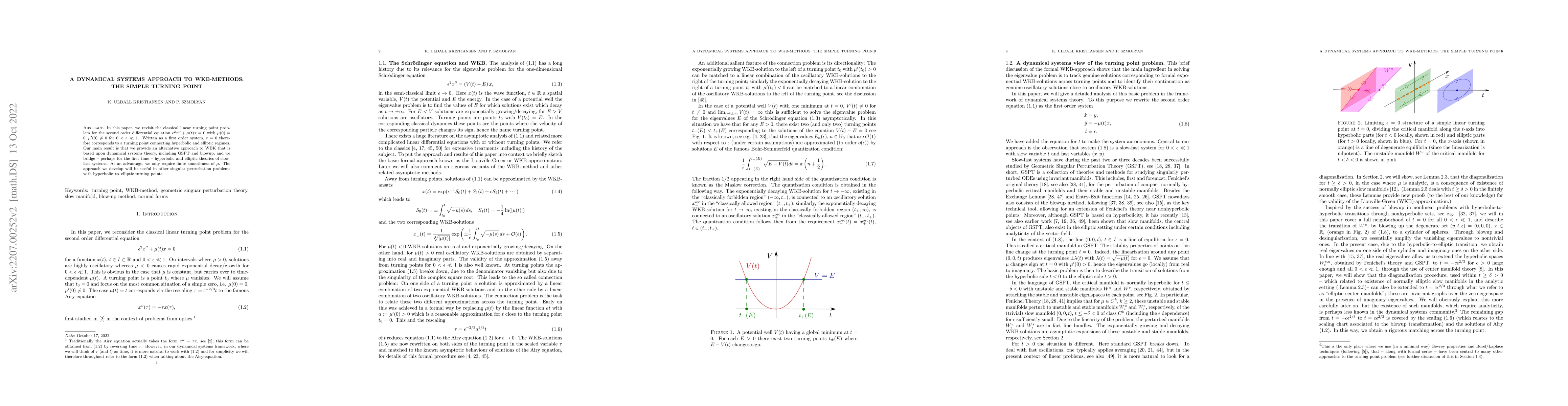Thumbnail for A dynamical systems approach to WKB-methods: The simple turning point