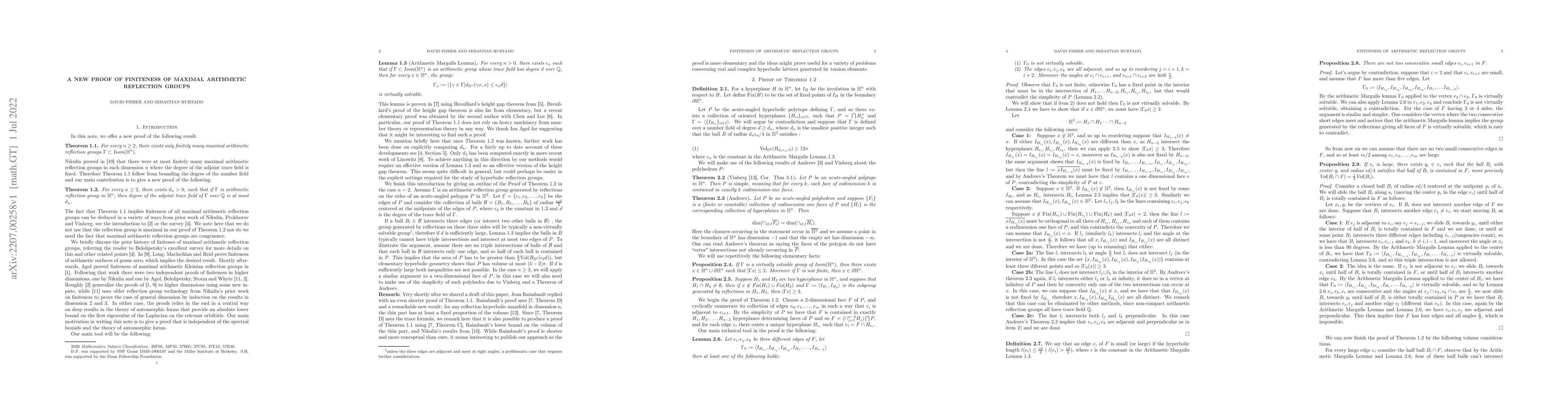 Thumbnail for A new proof of finiteness of maximal arithmetic reflection groups