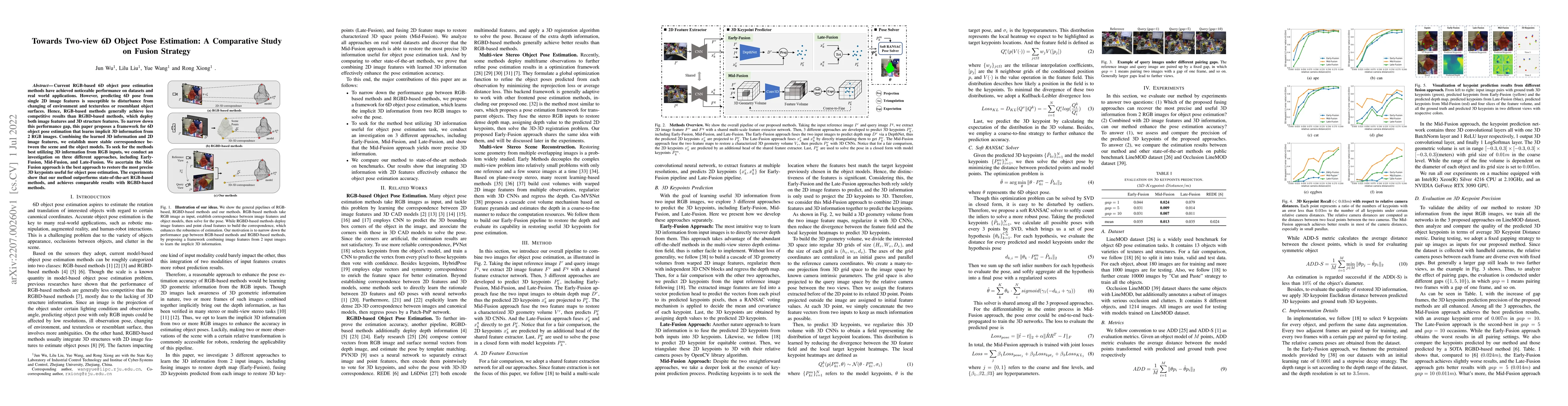 Thumbnail for Towards Two-view 6D Object Pose Estimation: A Comparative Study on
  Fusion Strategy