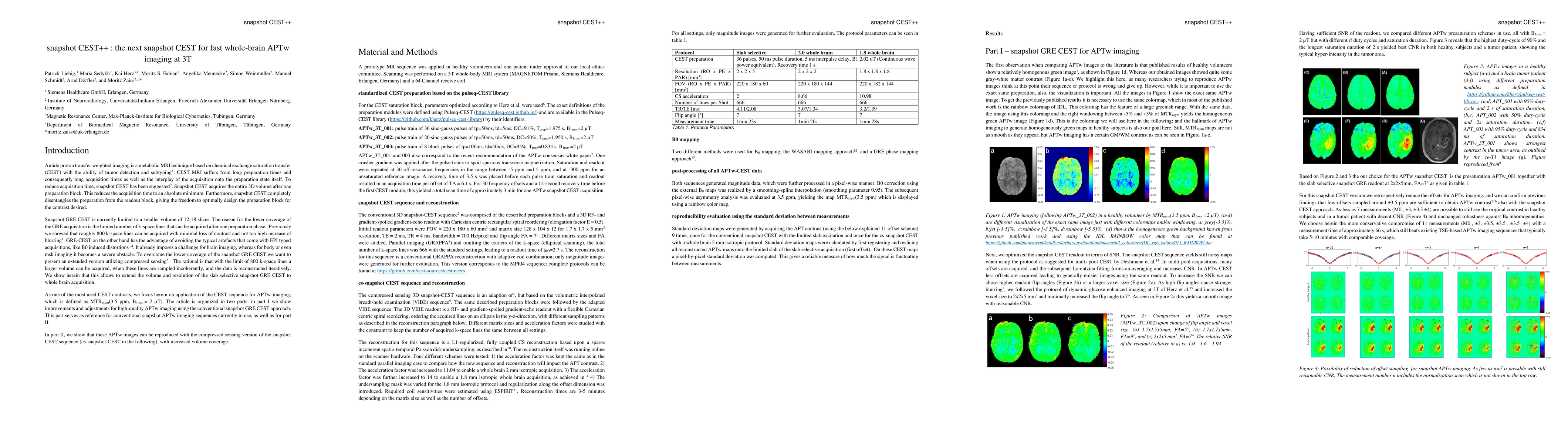 Thumbnail for snapshot CEST++ : the next snapshot CEST for fast whole-brain APTw
  imaging at 3T