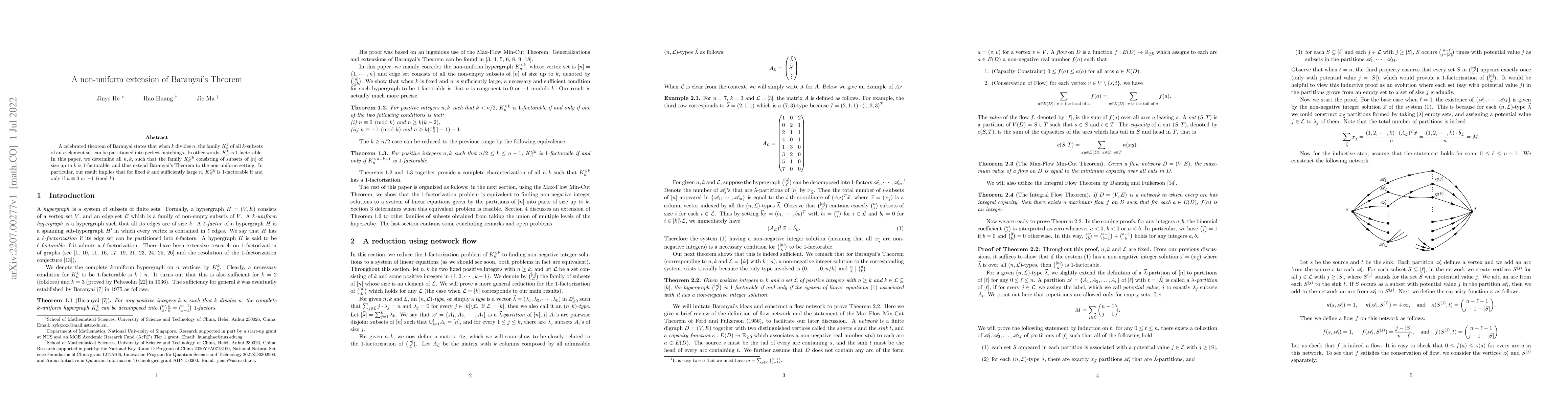 Thumbnail for A non-uniform extension of Baranyai's Theorem