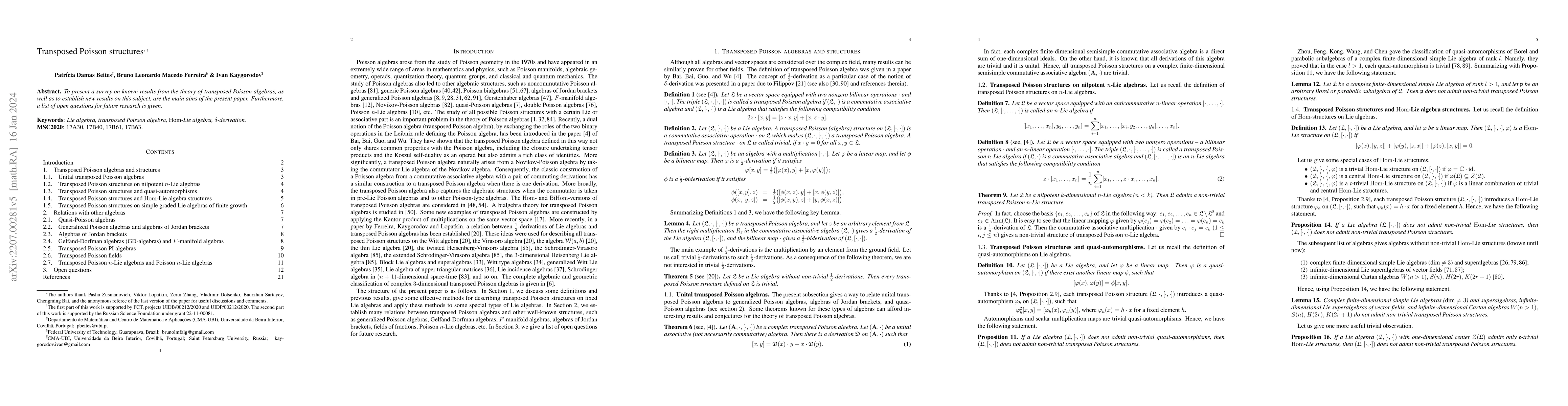 Thumbnail for Transposed Poisson structures