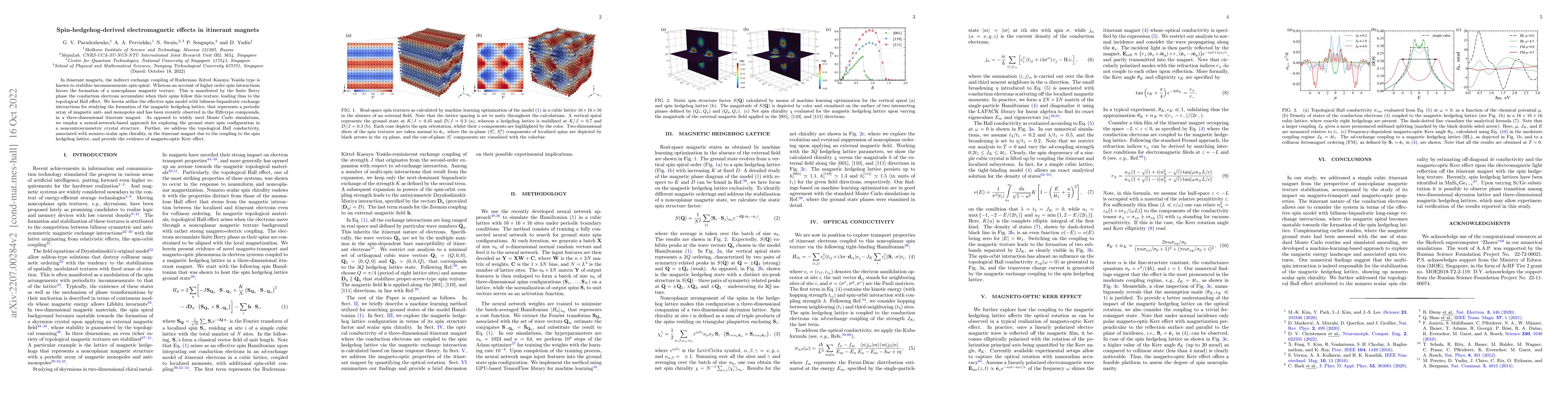 Thumbnail for Spin-hedgehog-derived electromagnetic effects in itinerant magnets