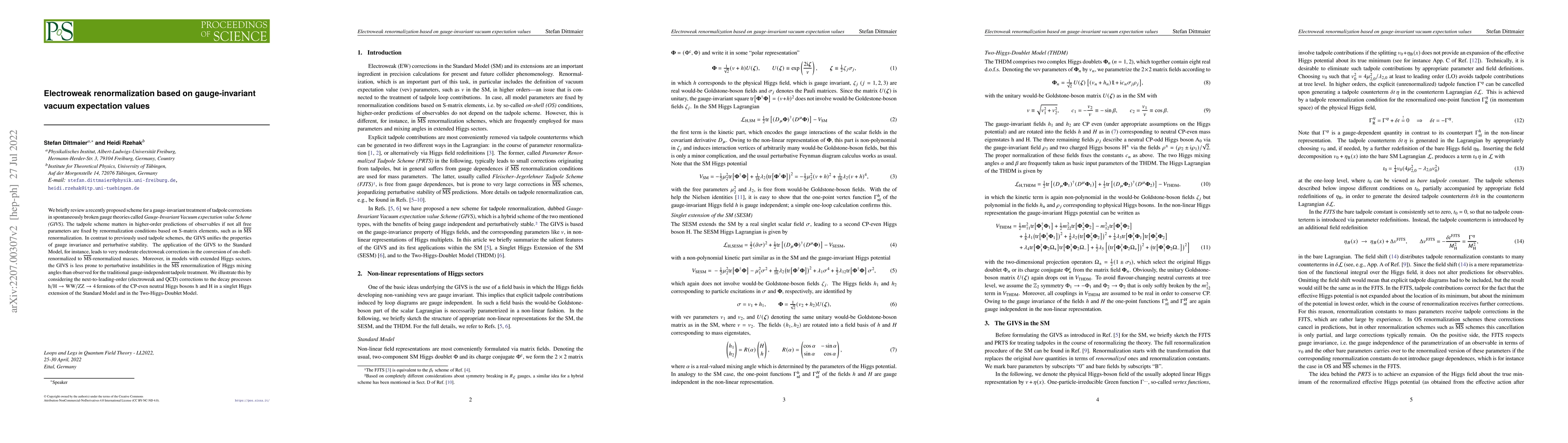 Thumbnail for Electroweak renormalization based on gauge-invariant vacuum expectation
  values
