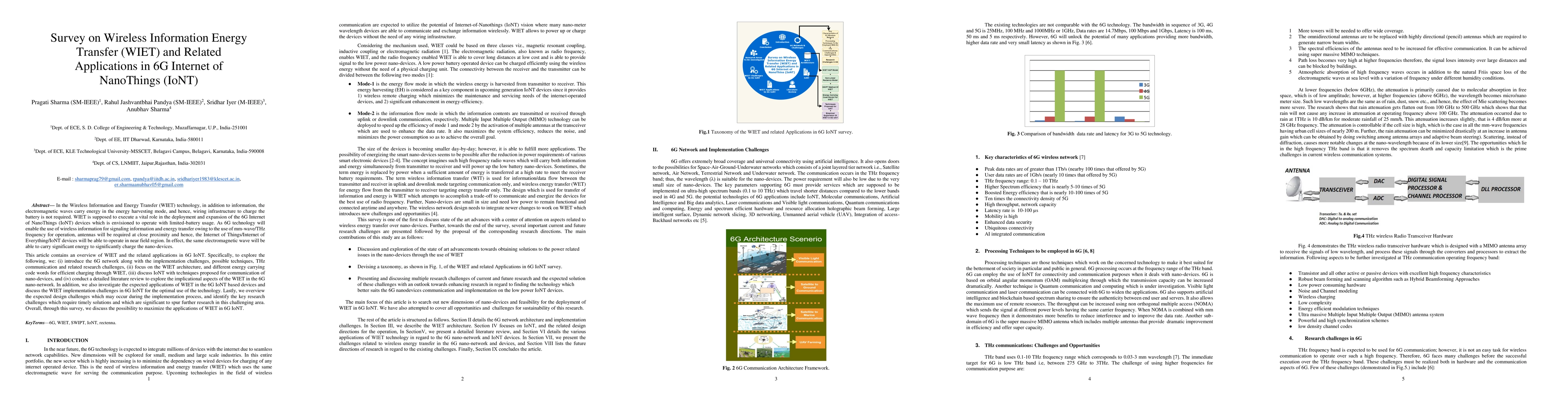 Thumbnail for Survey on Wireless Information Energy Transfer (WIET) and Related
  Applications in 6G Internet of NanoThings (IoNT)