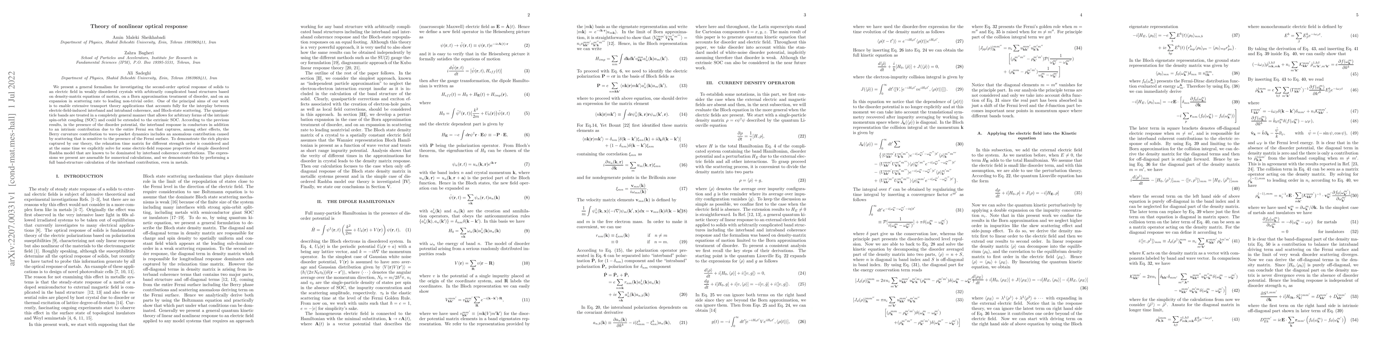 Thumbnail for Theory of nonlinear optical response