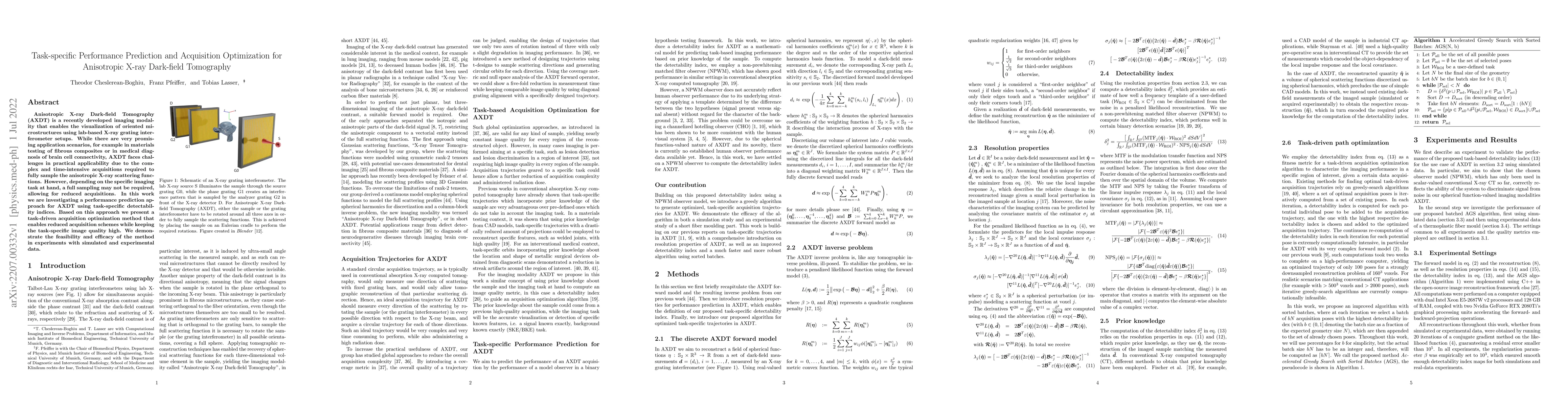 Thumbnail for Task-specific Performance Prediction and Acquisition Optimization for
  Anisotropic X-ray Dark-field Tomography
