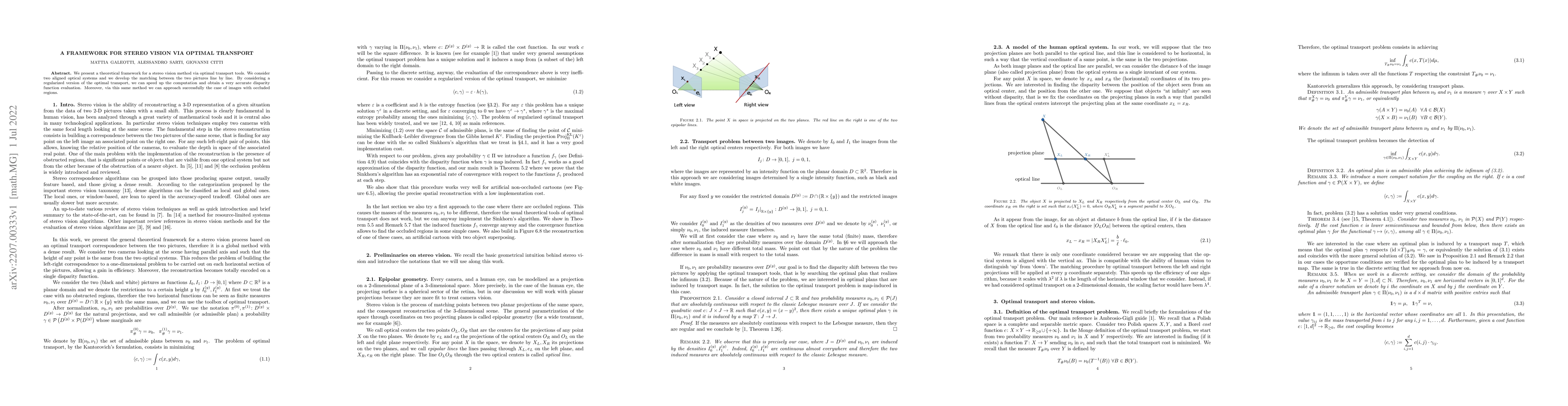 Thumbnail for A framework for stereo vision via optimal transport