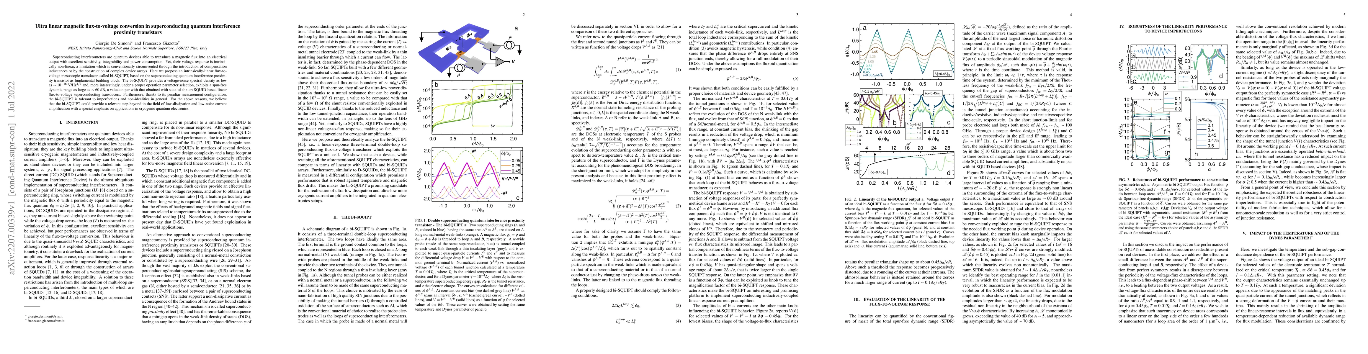 Thumbnail for Ultra linear magnetic flux-to-voltage conversion in superconducting
  quantum interference proximity transistors