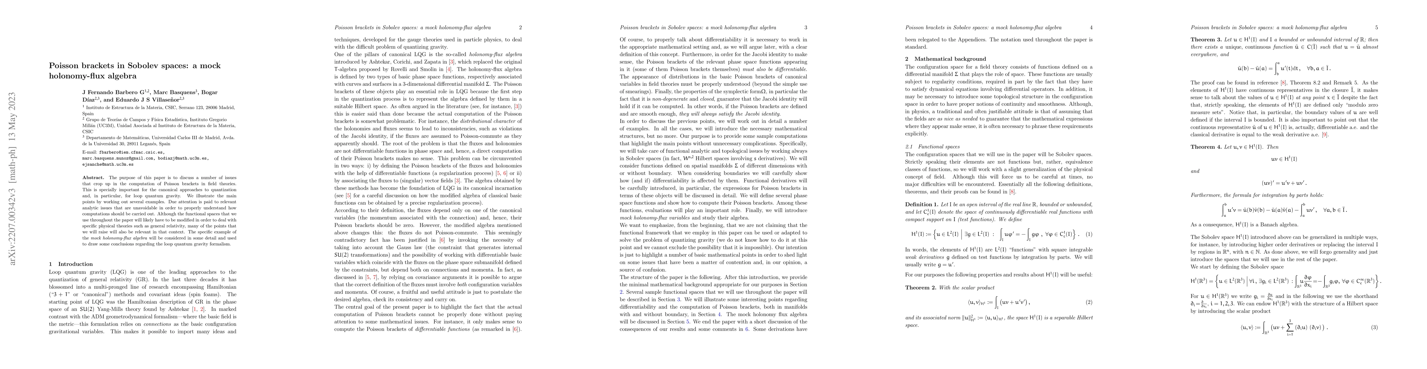 Thumbnail for Poisson brackets in Sobolev spaces: a mock holonomy-flux algebra