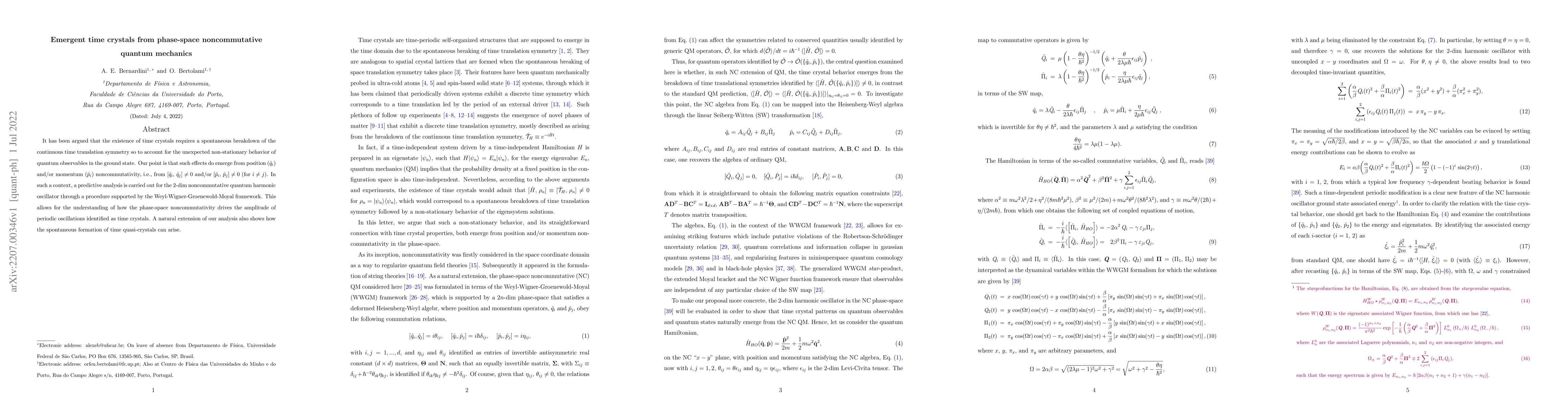 Thumbnail for Emergent time crystals from phase-space noncommutative quantum mechanics