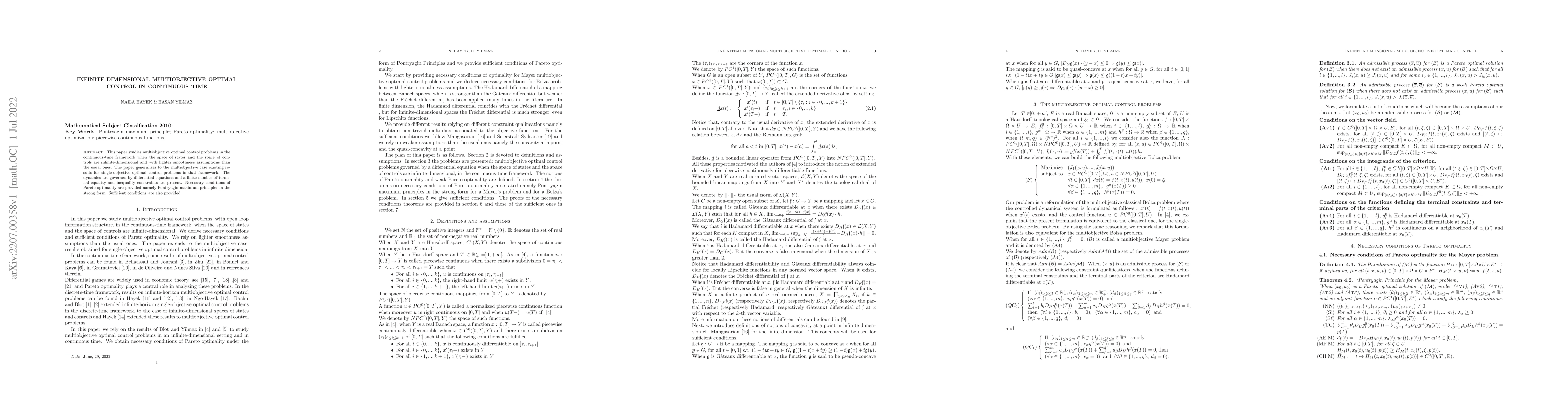 Thumbnail for Infinite-dimensional multiobjective optimal control in continuous time