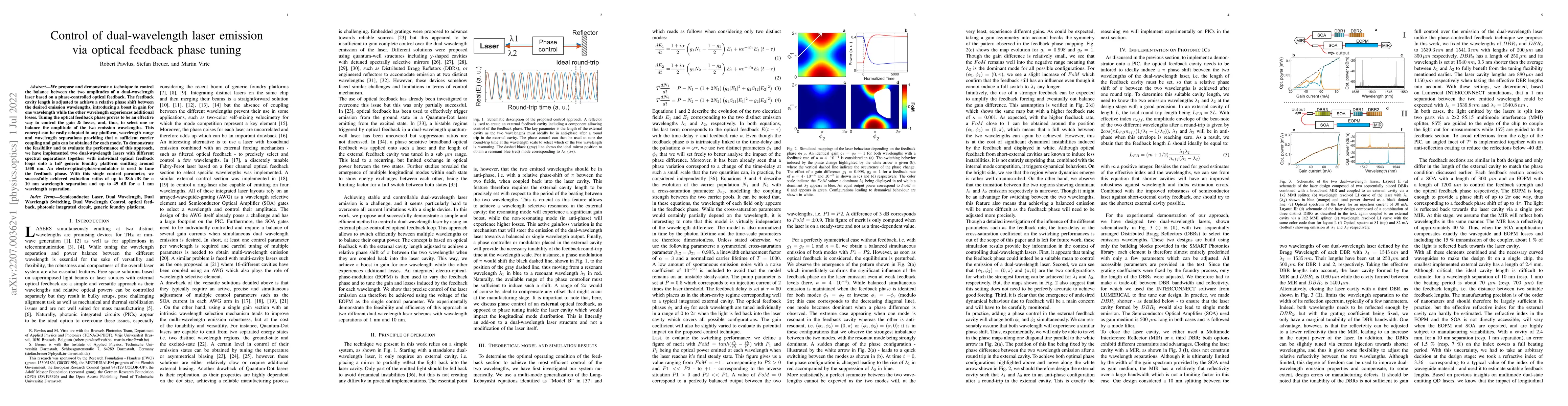 Thumbnail for Control of dual-wavelength laser emission via optical feedback phase
  tuning