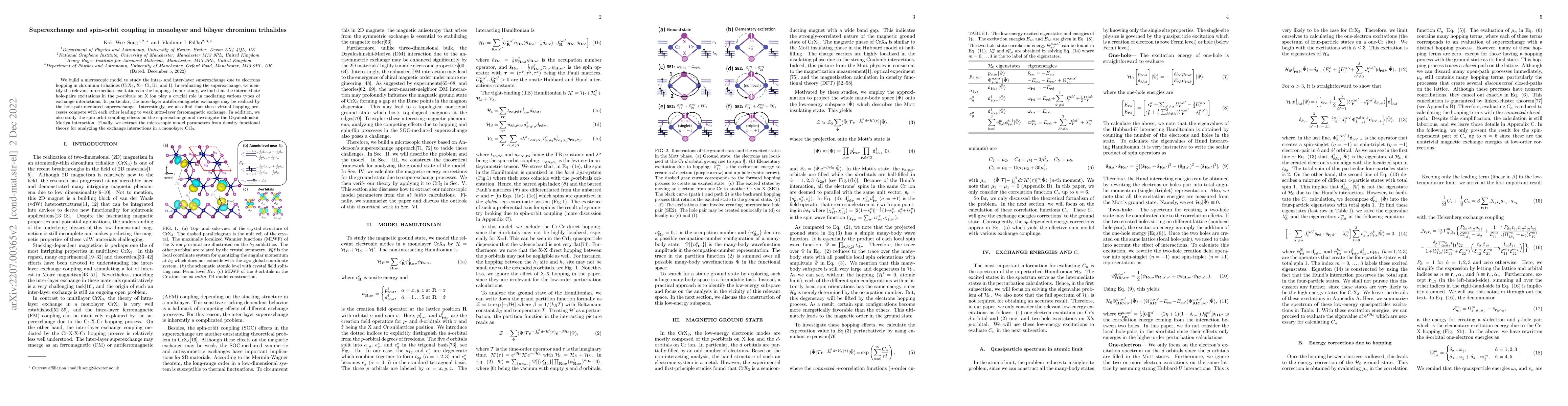 Thumbnail for Superexchange and spin-orbit coupling in monolayer and bilayer chromium
  trihalides