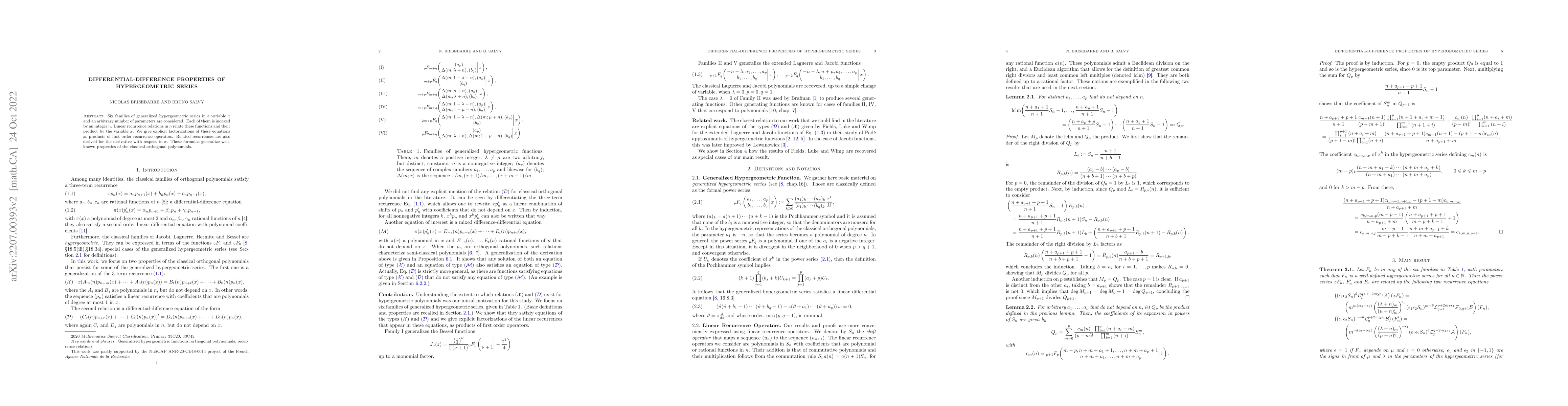 Thumbnail for Differential-Difference Properties of Hypergeometric Series