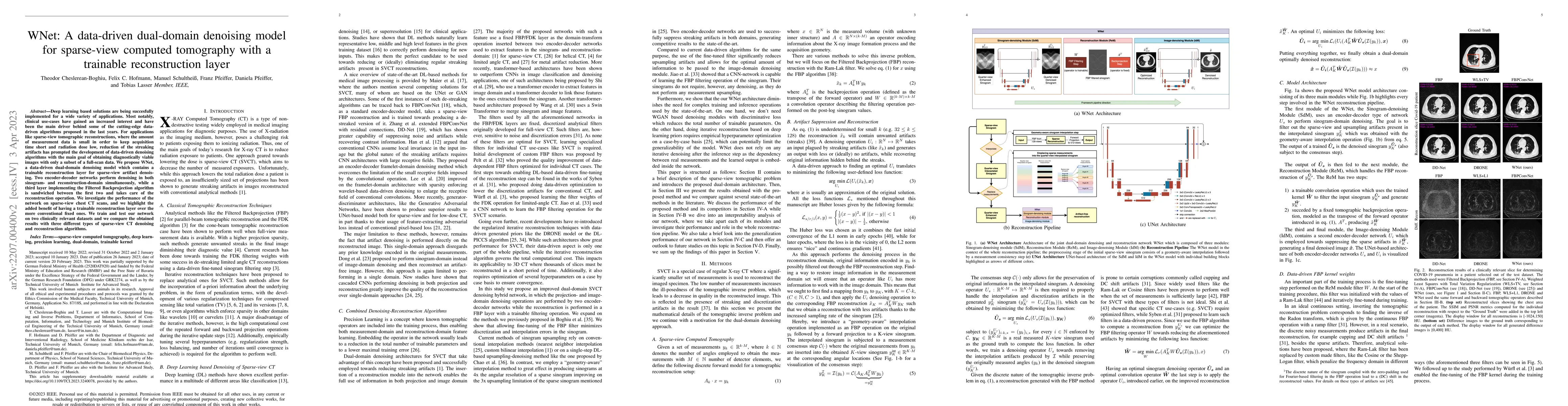 Thumbnail for WNet: A data-driven dual-domain denoising model for sparse-view computed
  tomography with a trainable reconstruction layer