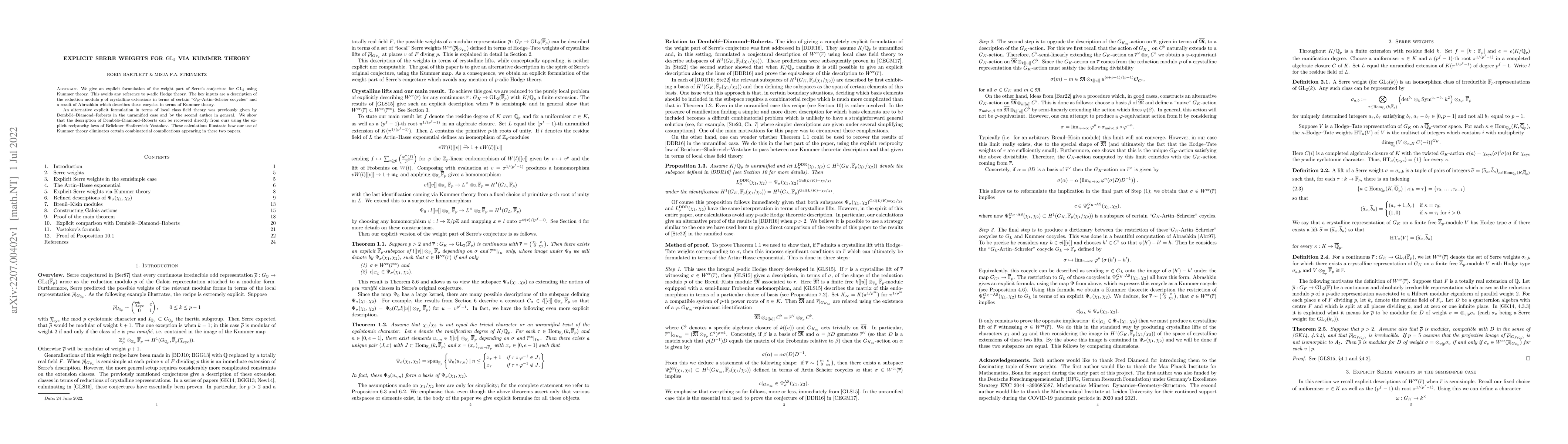Thumbnail for Explicit Serre weights for GL_2 via Kummer theory