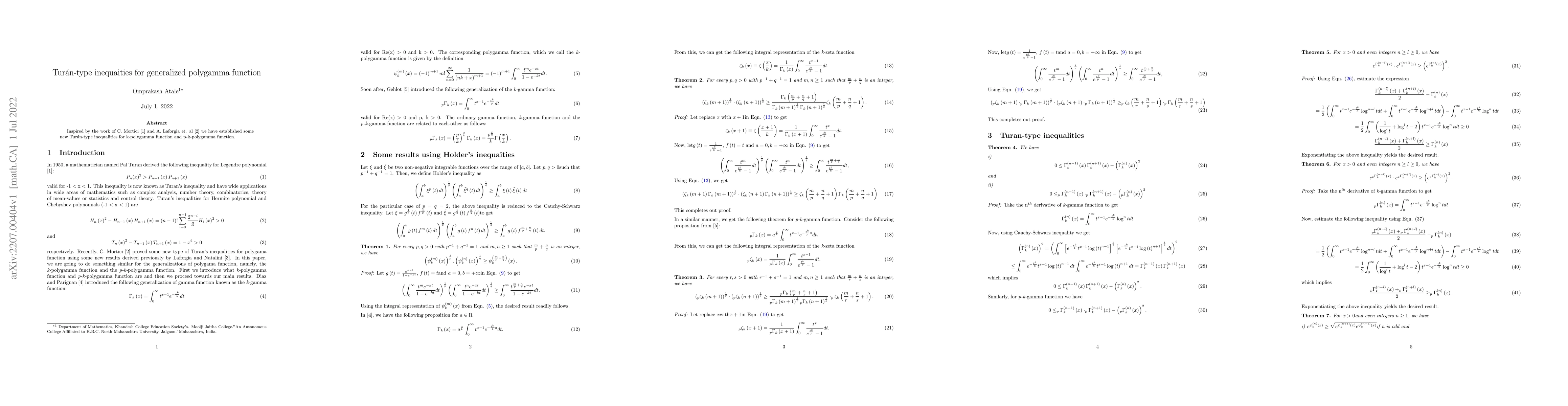 Thumbnail for Tur\'an-type inequaities for generalized polygamma function
