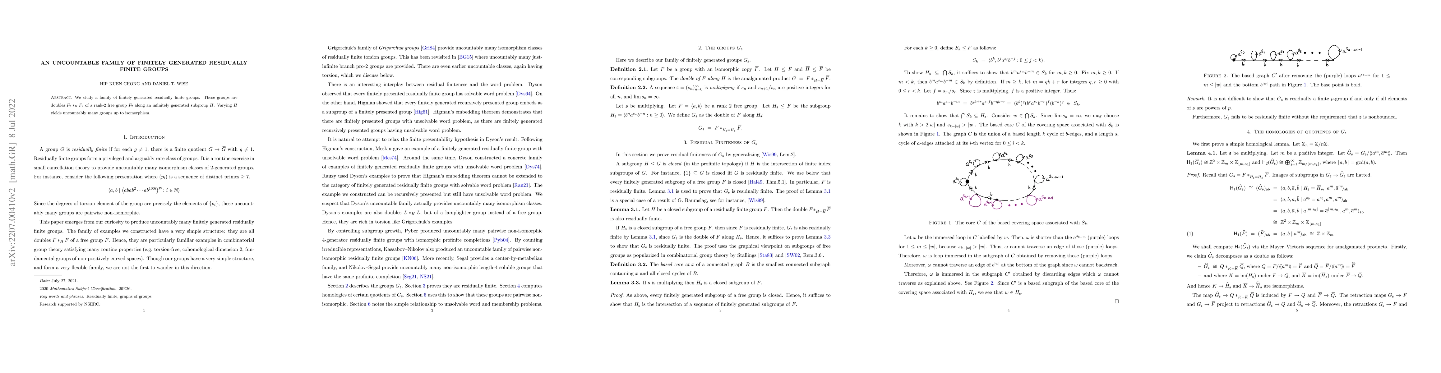 Thumbnail for An Uncountable Family of Finitely Generated Residually Finite Groups
