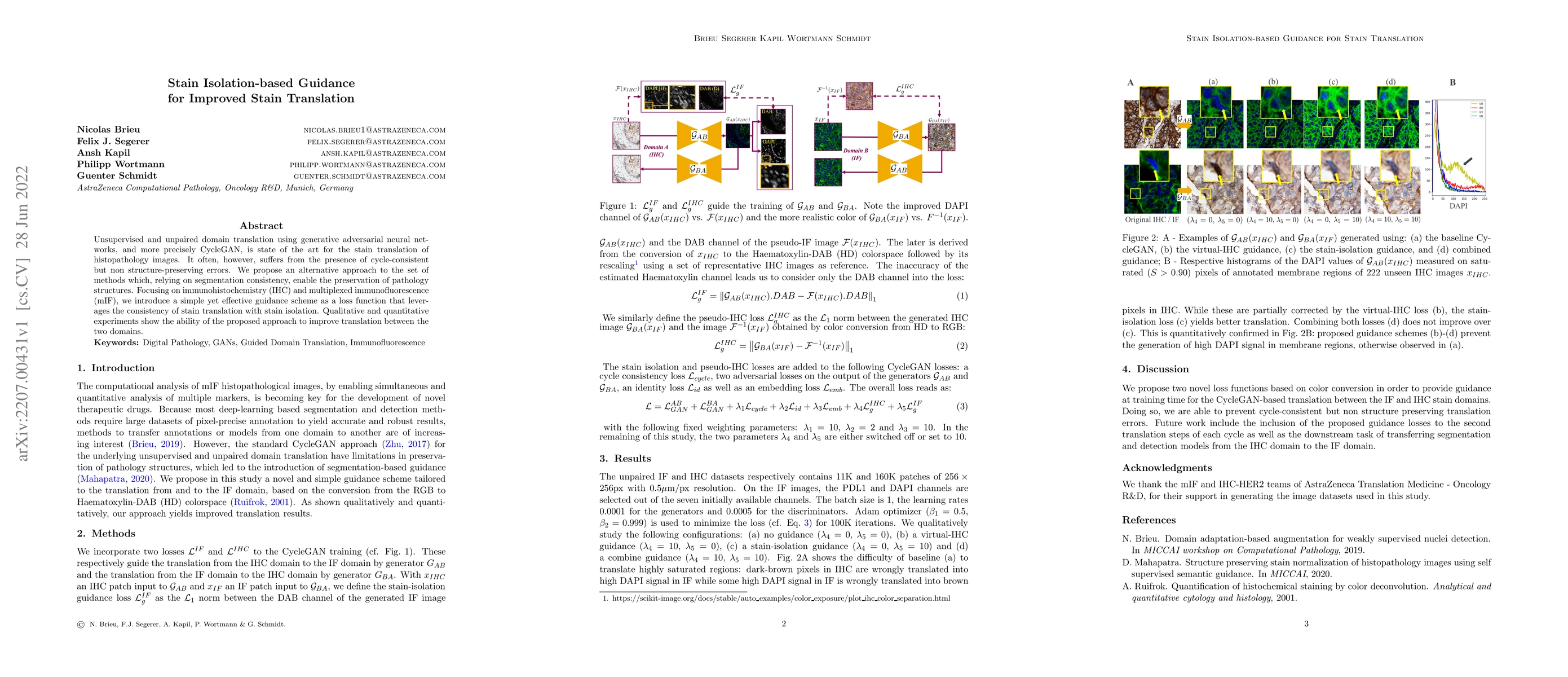 Thumbnail for Stain Isolation-based Guidance for Improved Stain Translation