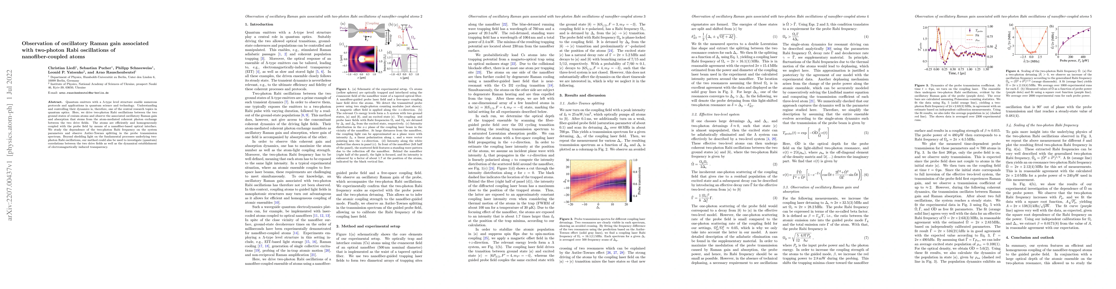Thumbnail for Observation of oscillatory Raman gain associated with two-photon Rabi
  oscillations of nanofiber-coupled atoms