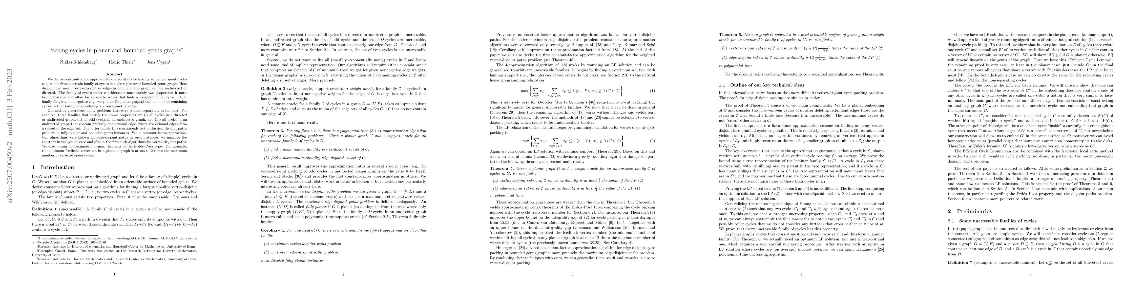 Thumbnail for Packing cycles in planar and bounded-genus graphs