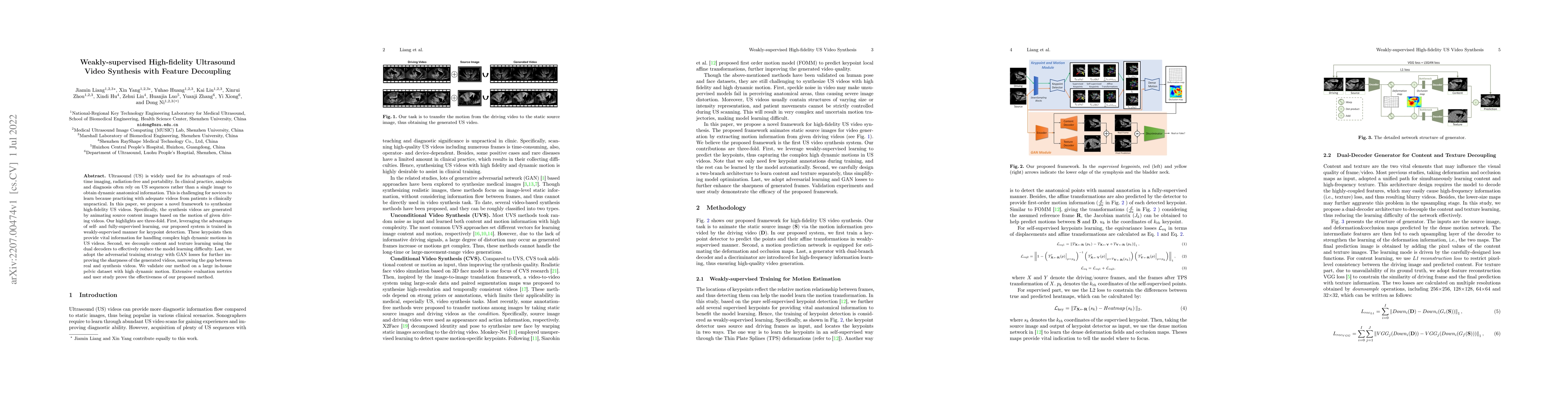 Thumbnail for Weakly-supervised High-fidelity Ultrasound Video Synthesis with Feature
  Decoupling