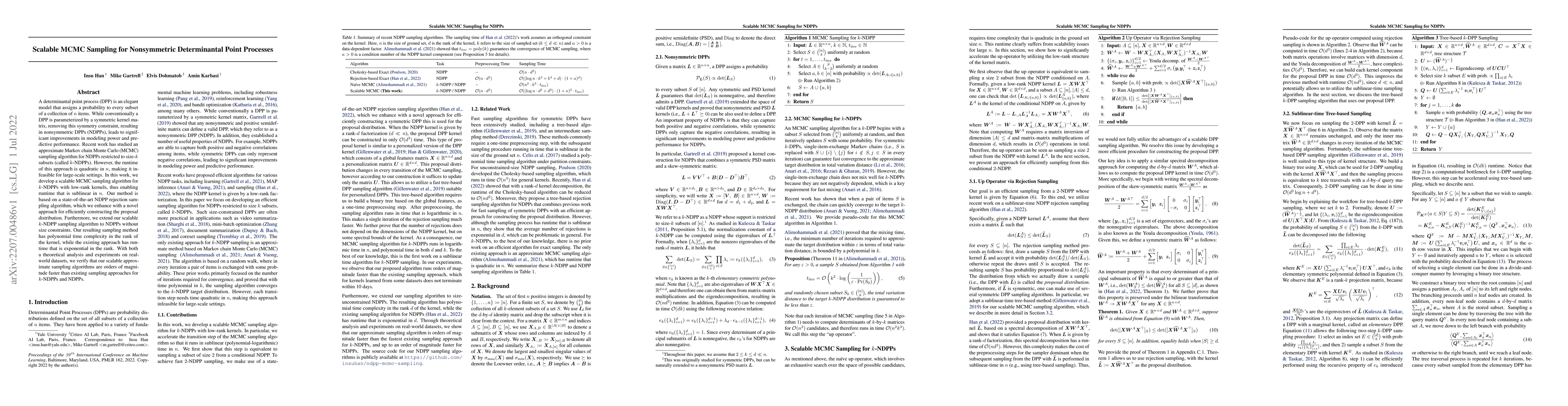 Thumbnail for Scalable MCMC Sampling for Nonsymmetric Determinantal Point Processes