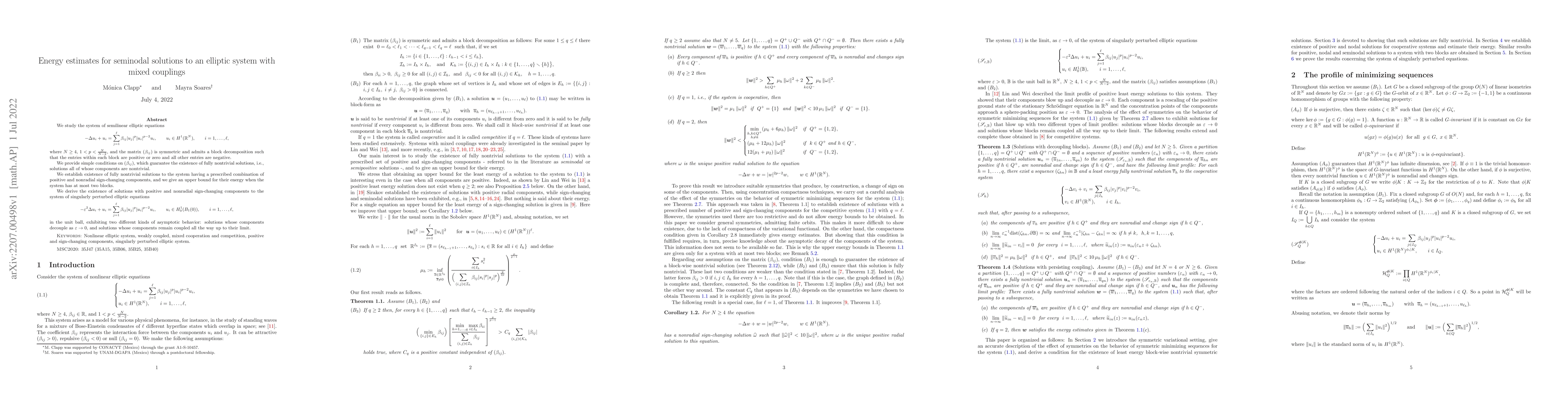 Thumbnail for Energy estimates for seminodal solutions to an elliptic system with
  mixed couplings
