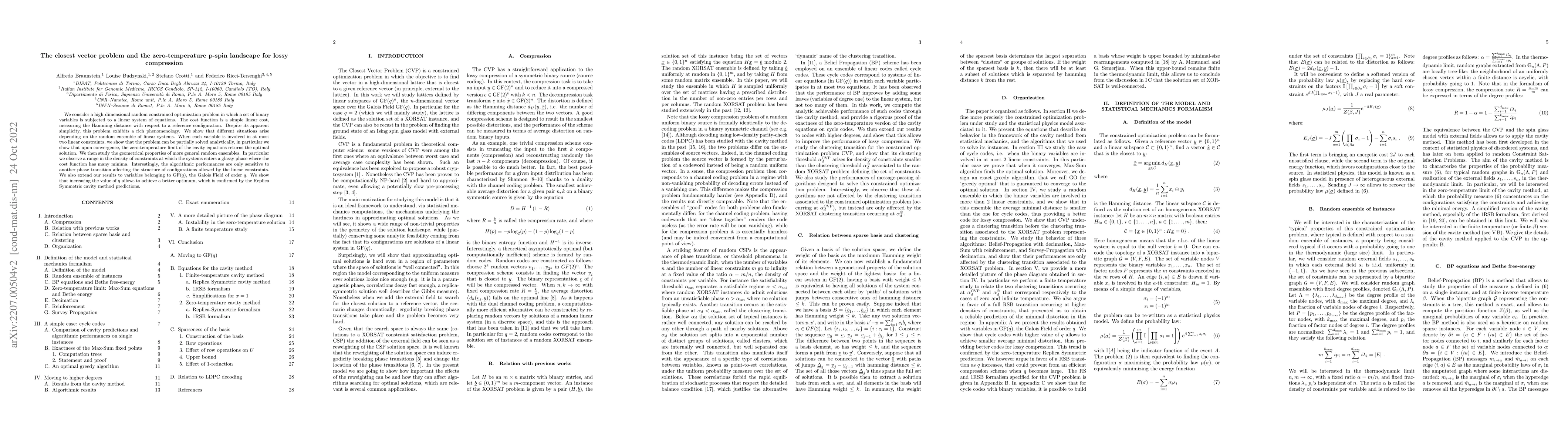Thumbnail for The closest vector problem and the zero-temperature p-spin landscape for
  lossy compression