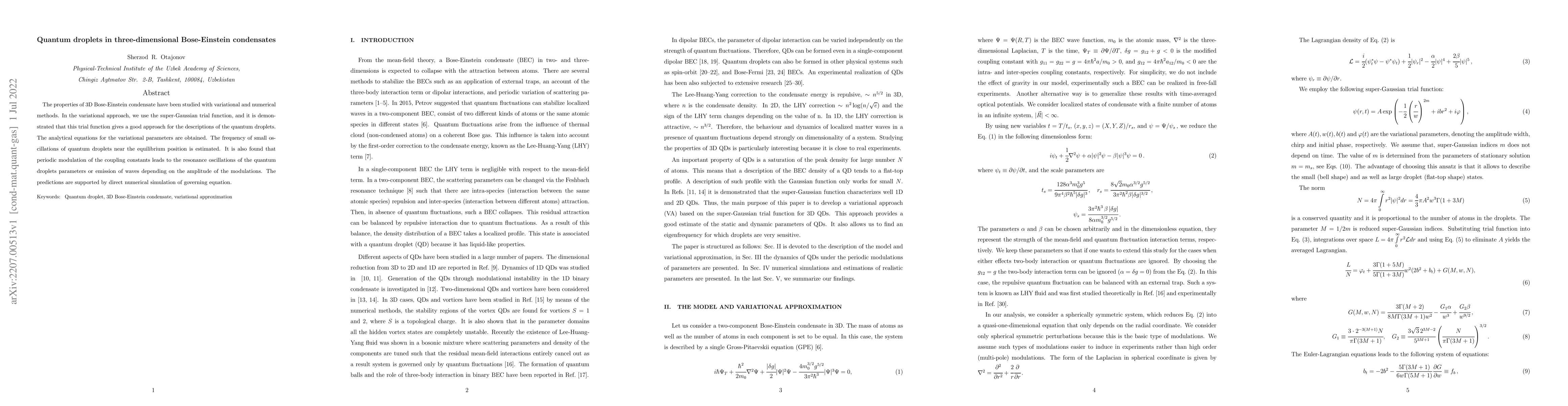 Thumbnail for Quantum droplets in three-dimensional Bose-Einstein condensates