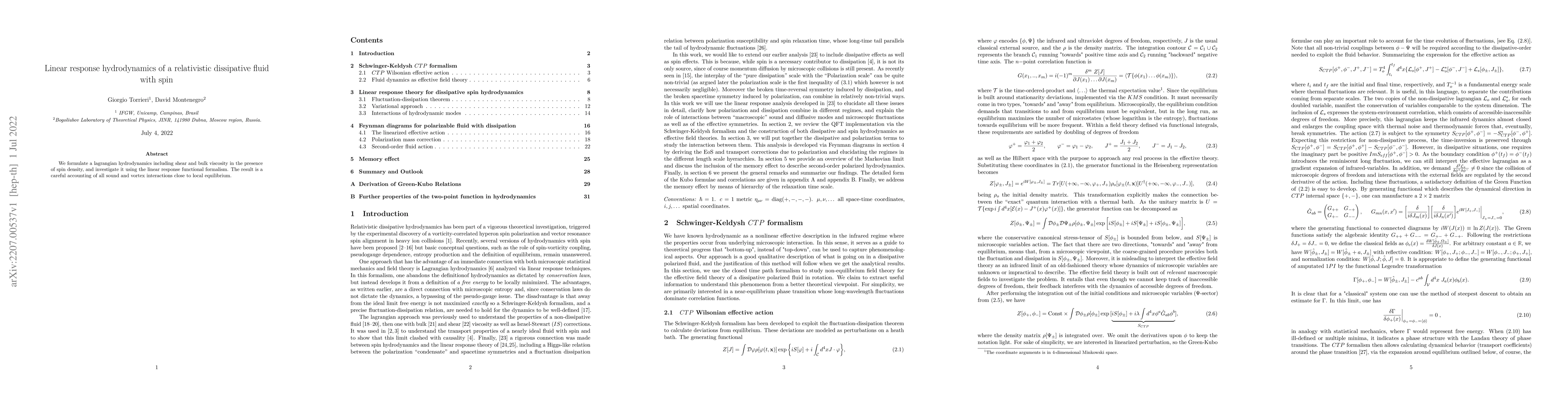 Thumbnail for Linear response hydrodynamics of a relativistic dissipative fluid with
  spin