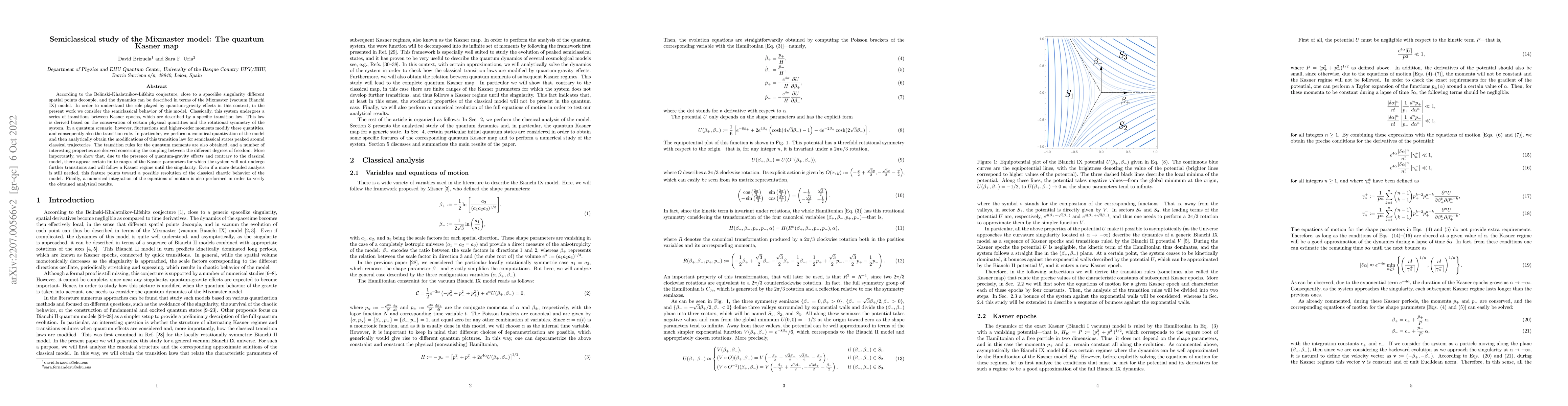 Thumbnail for Semiclassical study of the Mixmaster model: the quantum Kasner map