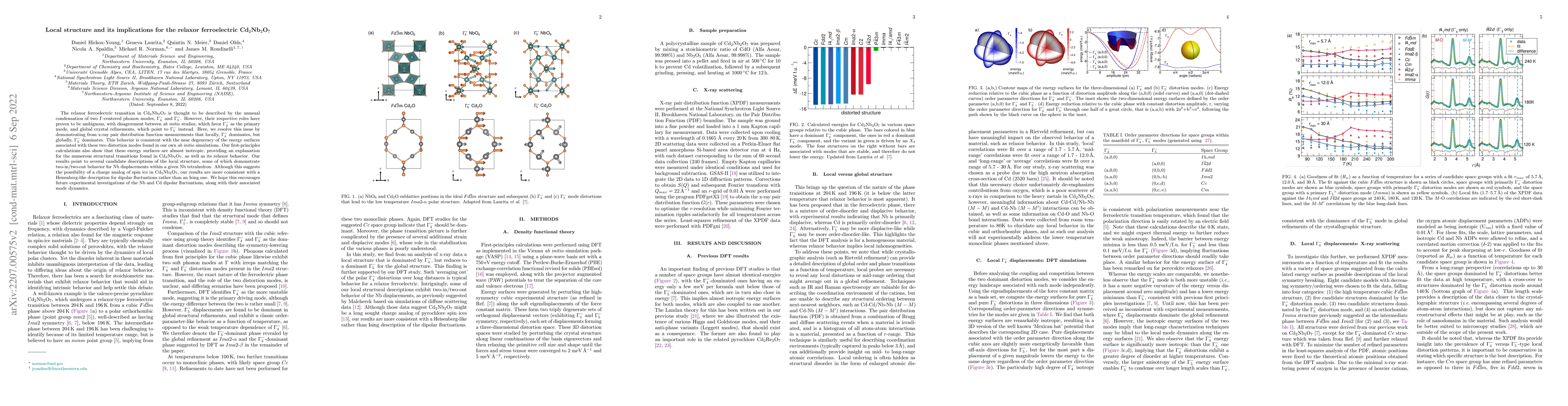 Thumbnail for Local structure and its implications for the relaxor ferroelectric
  Cd$_2$Nb$_2$O$_7$