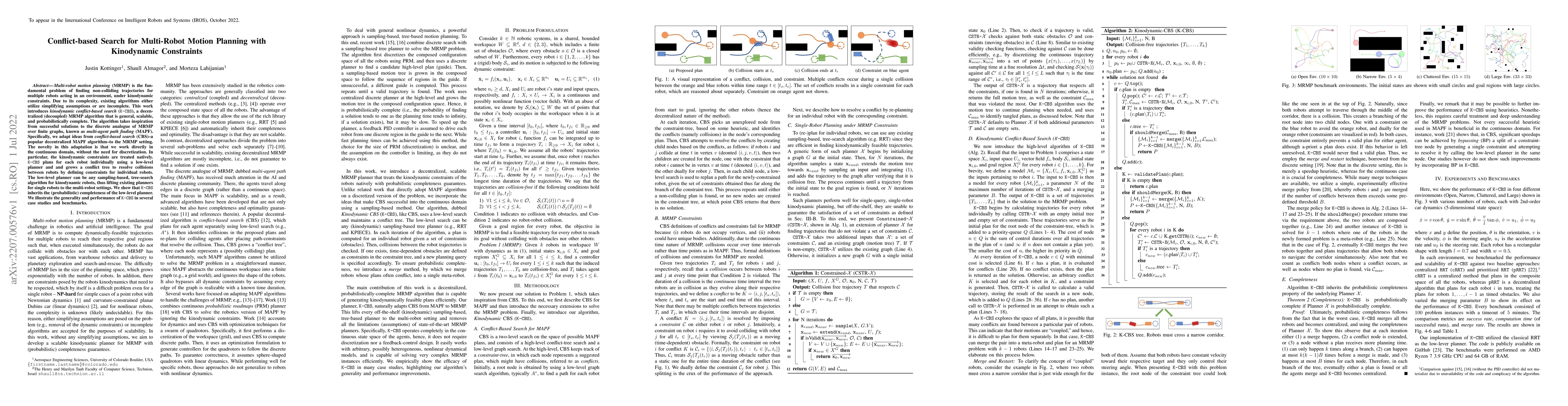 Thumbnail for Conflict-based Search for Multi-Robot Motion Planning with Kinodynamic
  Constraints