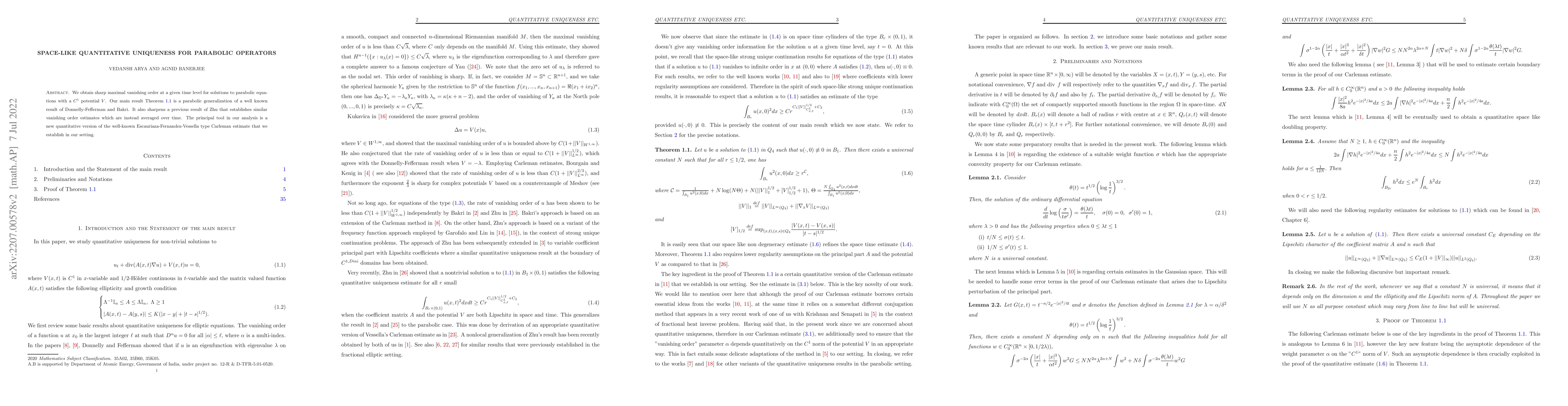 Thumbnail for Space-like quantitative uniqueness for parabolic operators