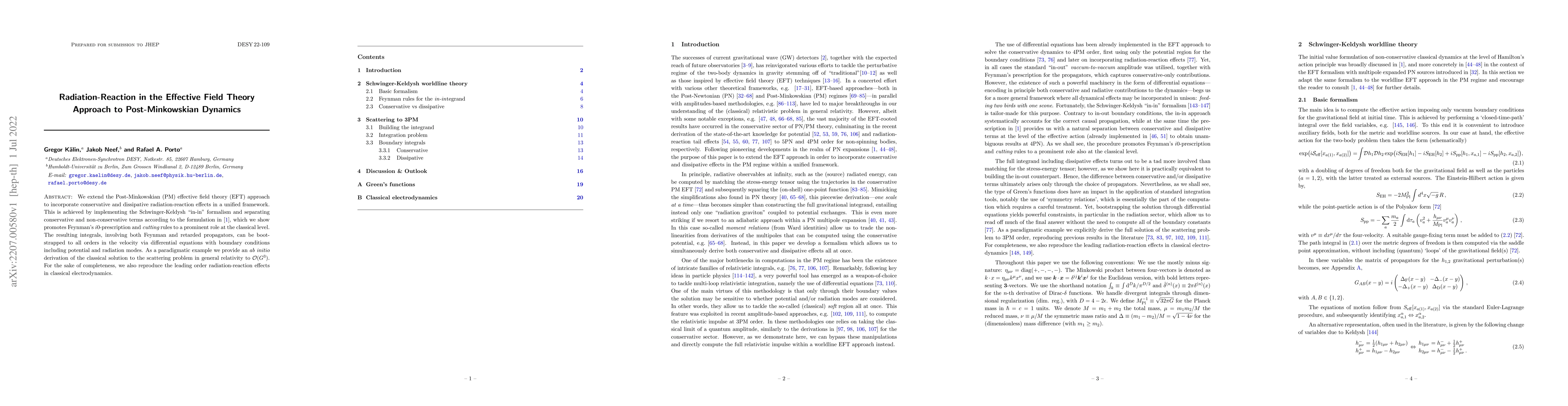 Thumbnail for Radiation-Reaction in the Effective Field Theory Approach to
  Post-Minkowskian Dynamics