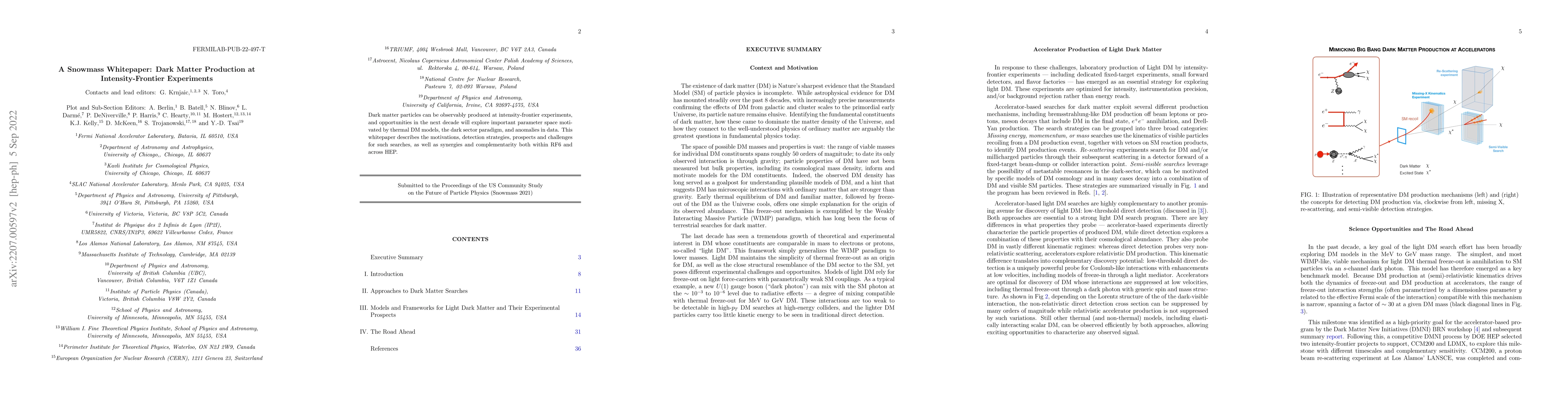 Thumbnail for A Snowmass Whitepaper: Dark Matter Production at Intensity-Frontier
  Experiments
