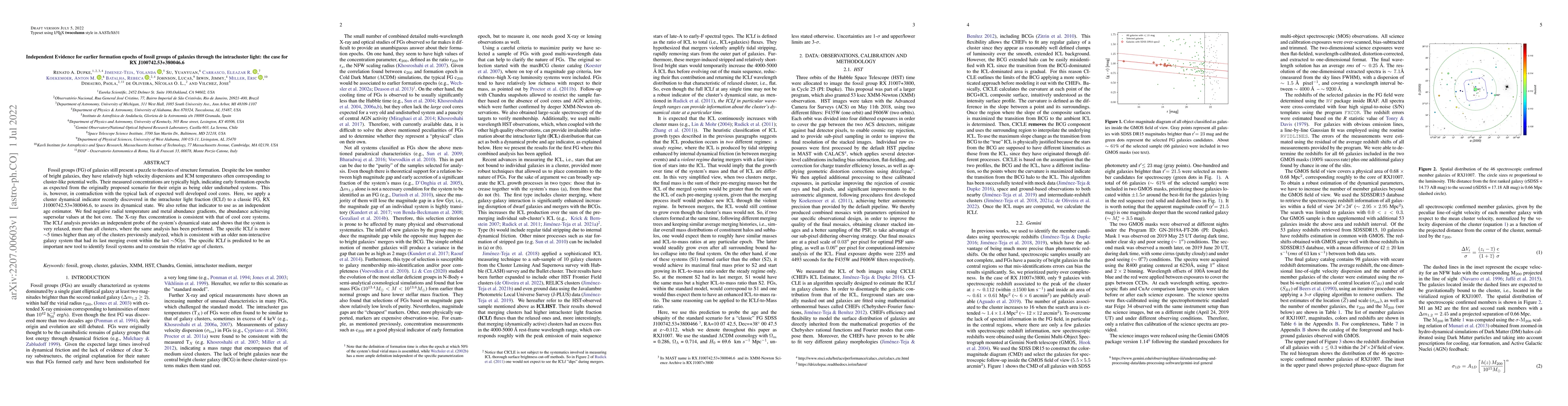 Thumbnail for Independent Evidence for earlier formation epochs of fossil groups of
  galaxies through the intracluster light: the case for RX J100742.53+380046.6