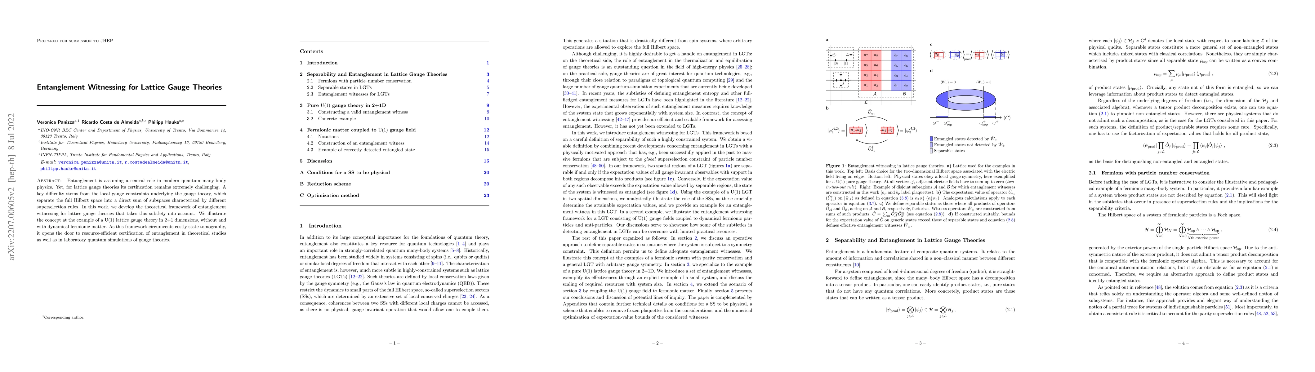 Thumbnail for Entanglement Witnessing for Lattice Gauge Theories