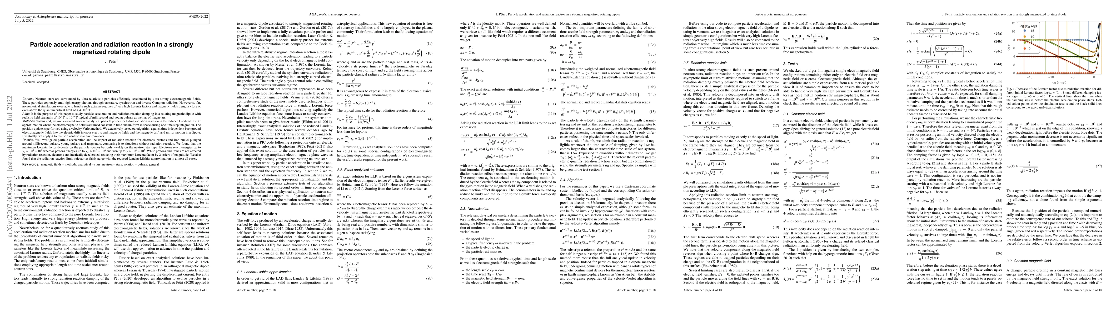 Thumbnail for Particle acceleration and radiation reaction in a strongly magnetized
  rotating dipole