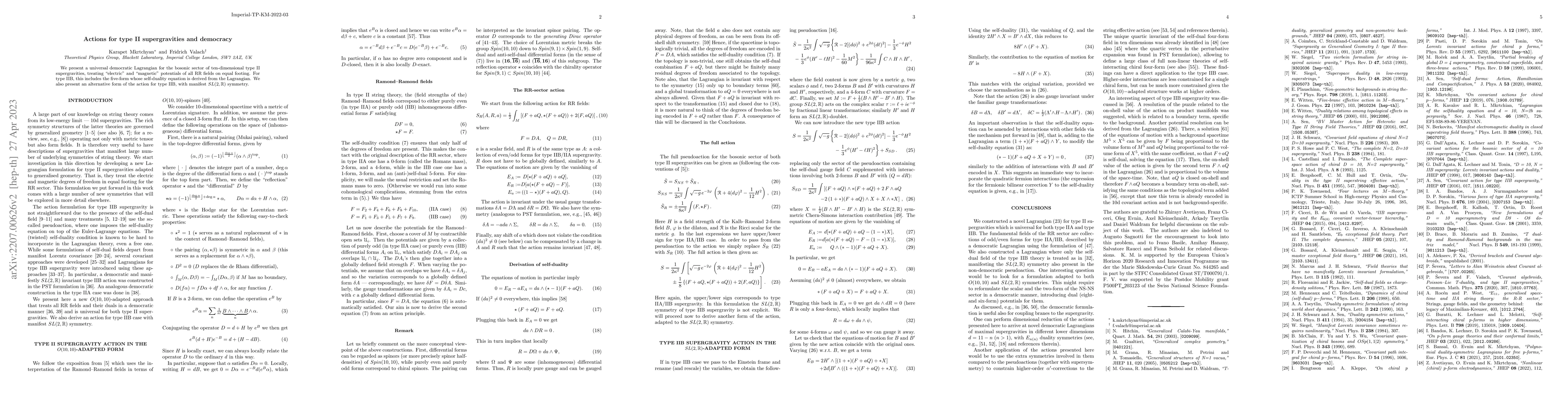 Thumbnail for Democratic actions for type II supergravities