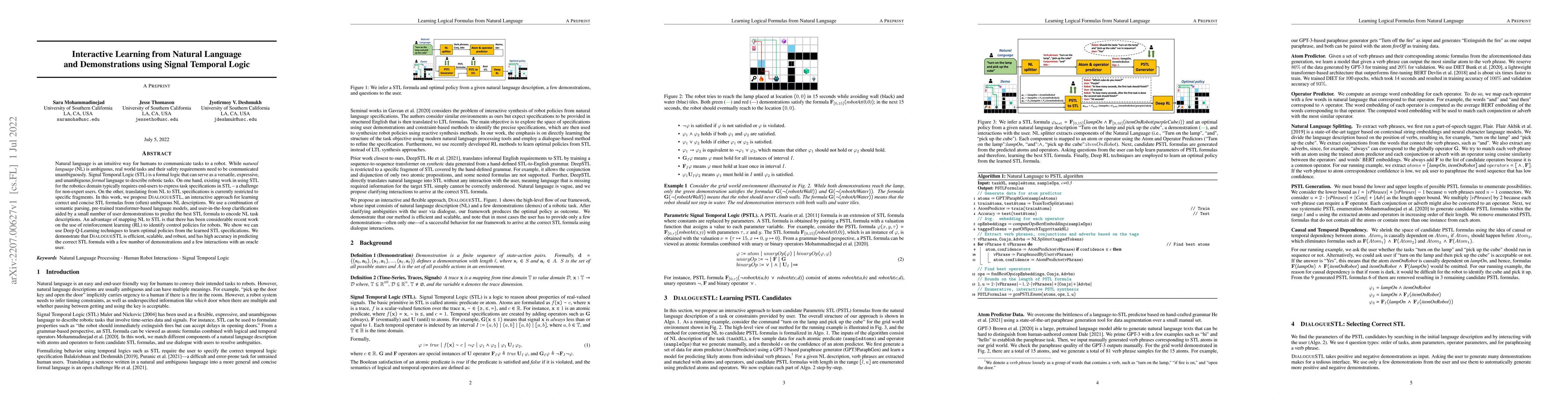 Thumbnail for Interactive Learning from Natural Language and Demonstrations using
  Signal Temporal Logic
