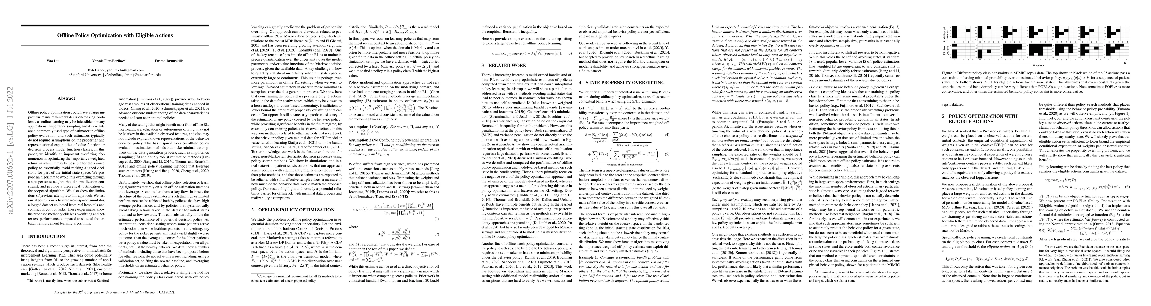 Thumbnail for Offline Policy Optimization with Eligible Actions