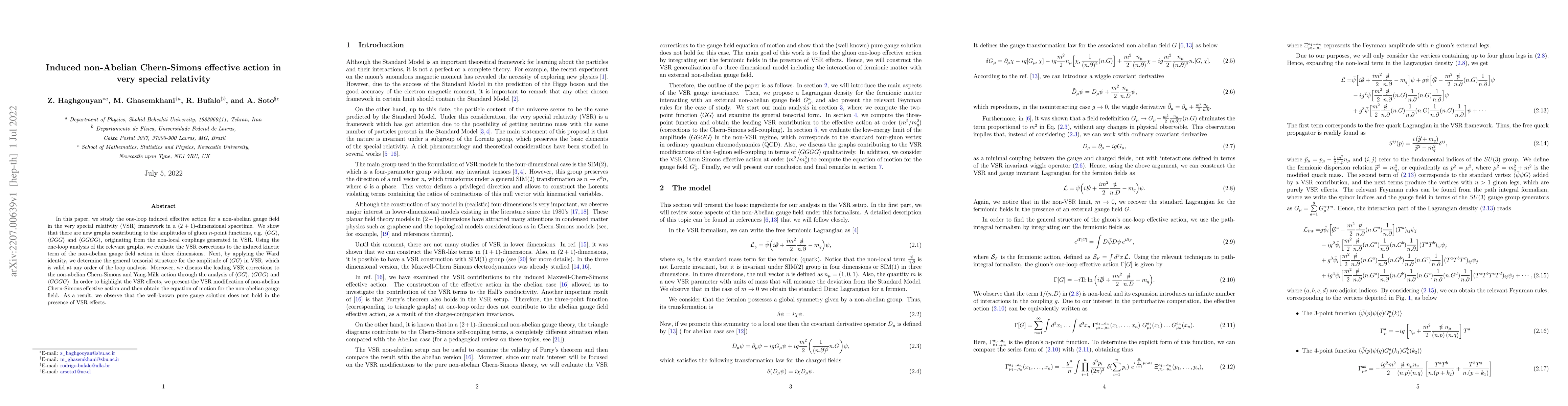 Thumbnail for Induced non-Abelian Chern-Simons effective action in very special
  relativity